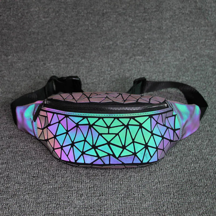 New Waist Bags Geometry Luminous Women Waist Fanny Packs Travel Belt Bag Luxury Brand Leather Chest Handbag Waist Packs