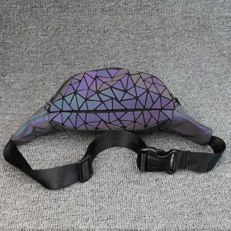 New Waist Bags Geometry Luminous Women Waist Fanny Packs Travel Belt Bag Luxury Brand Leather Chest Handbag Waist Packs